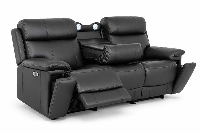 Zenith Immersive Audio Power Reclining Sofa Set in Black
