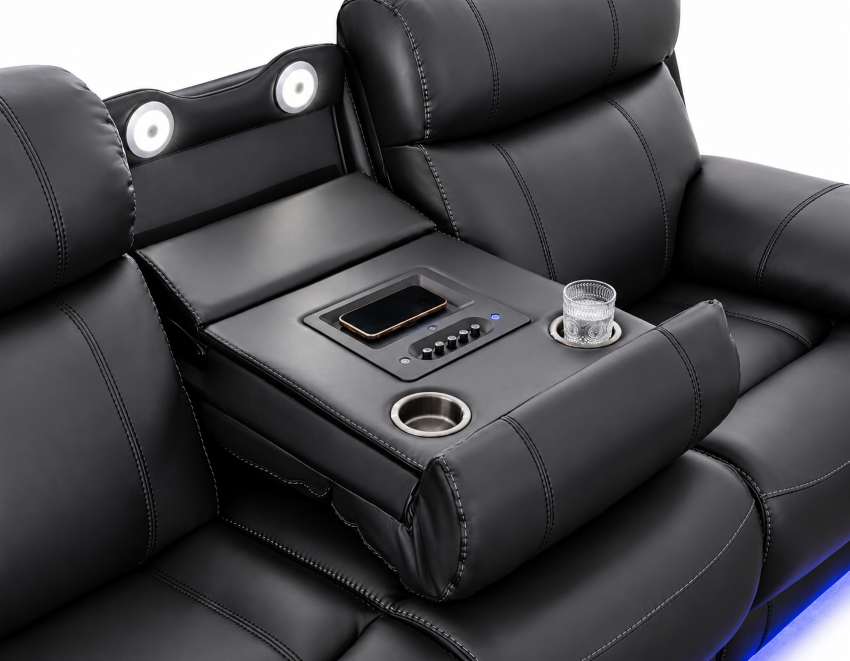 Zenith Immersive Audio Power Reclining Sofa Set in Black